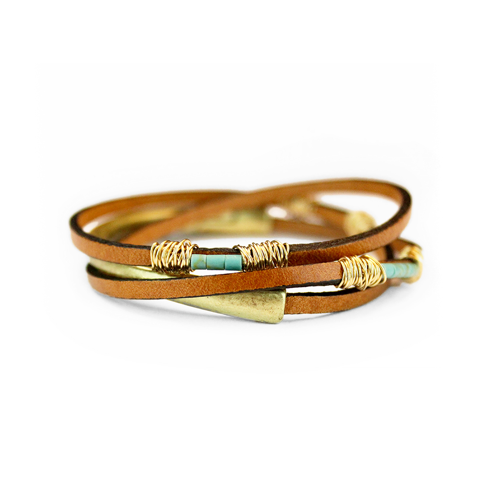 Triple wrap leather bracelet discount